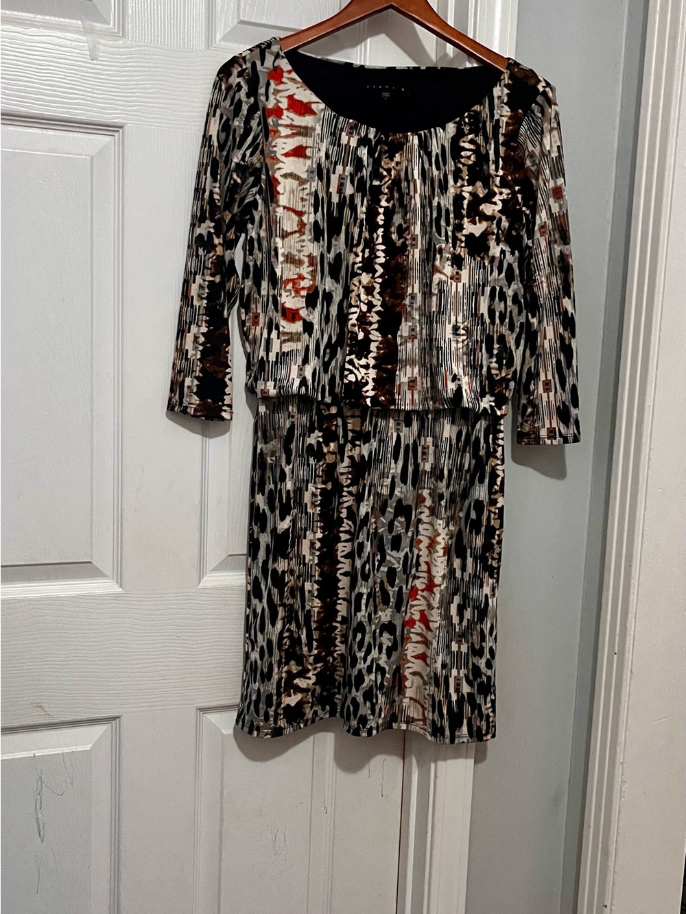 Tiana B. Black and Multicolor Pattern Top